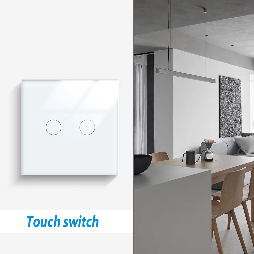 Intrerupator Smart Zigbee, Wireless 2.4GHz, Sticla Securizata, Design Modern, Iluminare LED, 3 Faze, Alb