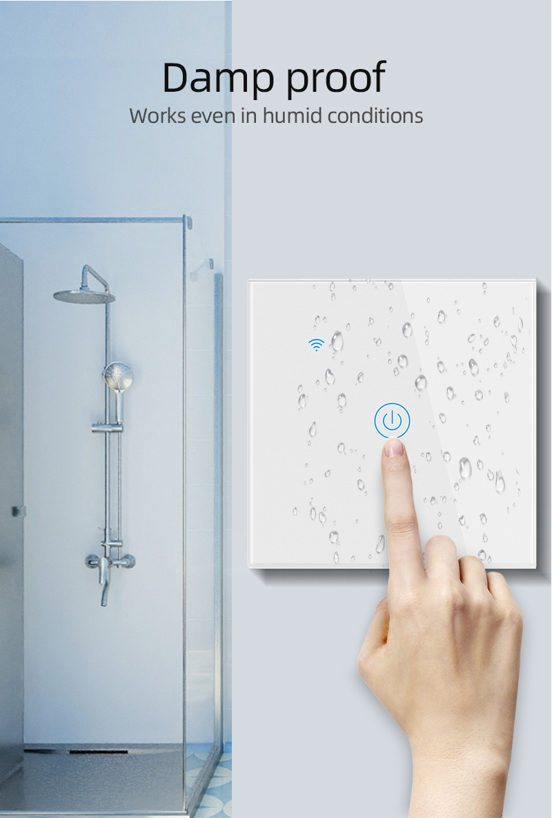 Intrerupator Smart Zigbee, Wireless 2.4GHz, Sticla Securizata, Design Modern, Iluminare LED, 3 Faze, Alb