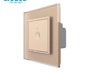 Intrerupator tactil simplu, cap scara / cruce, rama sticla, Auriu, Livolo