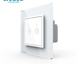 Intrerupator tactil dublu, wireless RF, rama sticla, Alb, Livolo