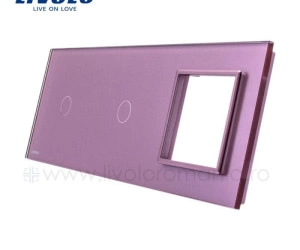 Ramă Întrerupător simplu + simplu + Priză simplă, Roz, Livolo
