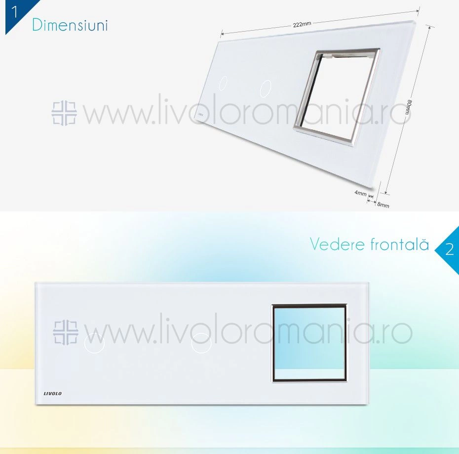 Ramă &Icirc;ntrerupător simplu + simplu + Priză simplă, Verde, Livolo