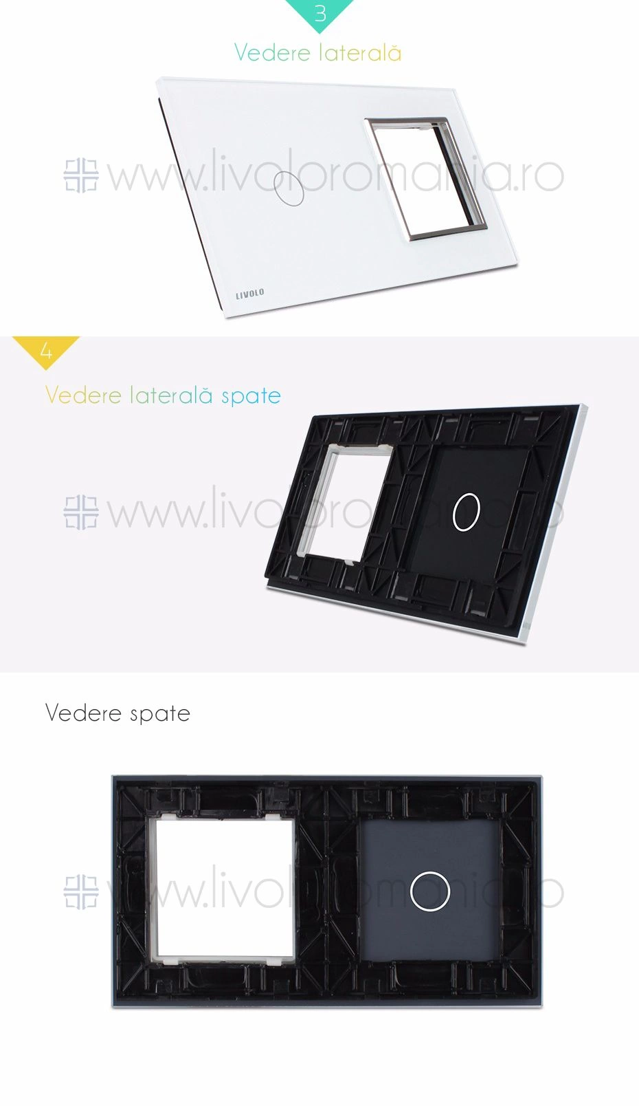 Ramă &Icirc;ntrerupător simplu + Priză simplă, Roz, Livolo