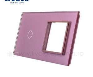 Ramă Întrerupător simplu + Priză simplă, Roz, Livolo