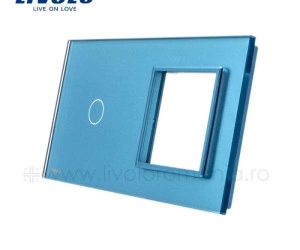 Ramă Întrerupător simplu + Priză simplă, Albastru, Livolo