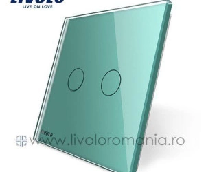 Panou întrerupător dublu, Verde, Livolo