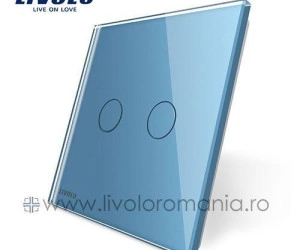 Panou întrerupător dublu, Albastru, Livolo