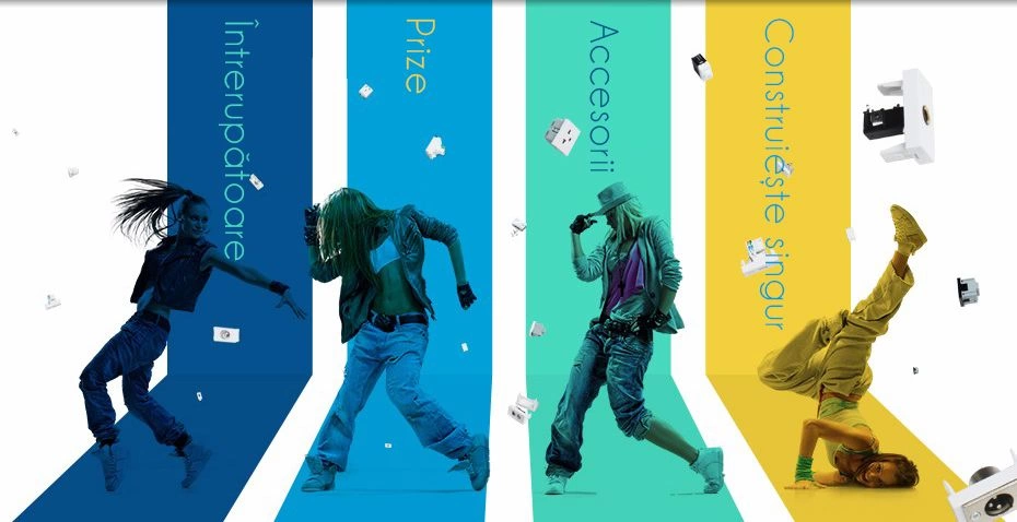 Panou &icirc;ntrerupător dublu + dublu + dublu, Albastru, Livolo