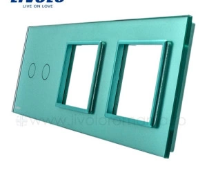 Ramă Întrerupător dublu + Priză dublă, Verde, Livolo