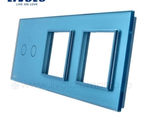 Ramă Întrerupător dublu + Priză dublă, Albastru, Livolo