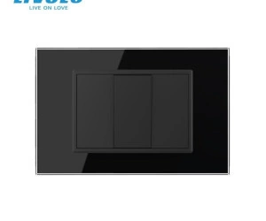 Intrerupator mecanic simplu 3M, cu rama sticla, Negru, Livolo