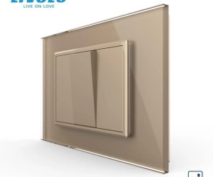 Intrerupator mecanic simplu cap scara, 3M, cu rama sticla, Auriu, Livolo