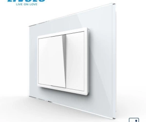 Intrerupator mecanic simplu cap scara, 3M, cu rama sticla, Alb, Livolo