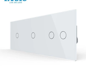 Intrerupator cap / scara, simplu + simplu + dublu, generatia noua, cu panou sticla, Alb, Livolo