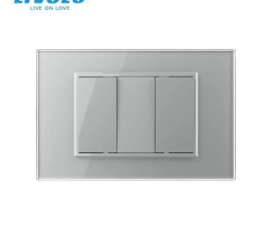 Intrerupator mecanic dublu 3M, cu rama sticla, Gri, Livolo