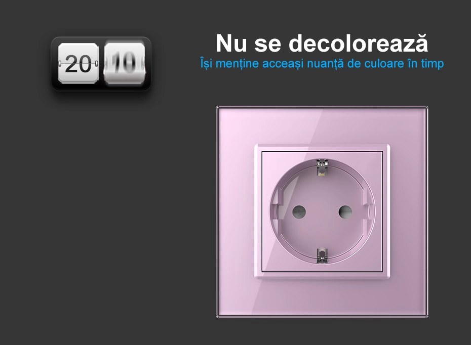 Intrerupator mecanic dublu + dublu + priza Schuko, cap / scara, cu rama sticla, Gri, Livolo
