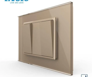 Intrerupator mecanic dublu cap scara, 3M, cu rama sticla, Auriu, Livolo