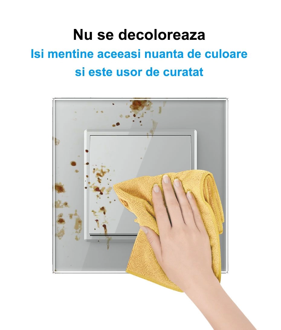 Intrerupator mecanic dublu + priza Schuko, cap / cruce, cu rama sticla, Gri, Livolo