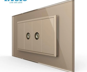 Priza dubla TV, 4M, cu rama sticla, Auriu, Livolo