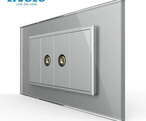 Priza dubla TV, 4M, cu rama sticla, Gri, Livolo