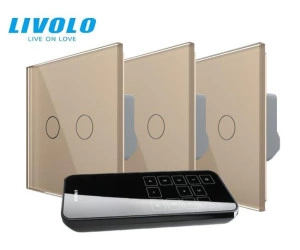 Intrerupatoare duble wireless RF + telecomanda RF 10 circuite, generatia noua, Auriu, Livolo