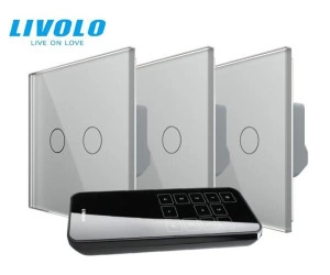 Intrerupatoare duble wireless RF + telecomanda RF 10 circuite, generatia noua, Gri, Livolo