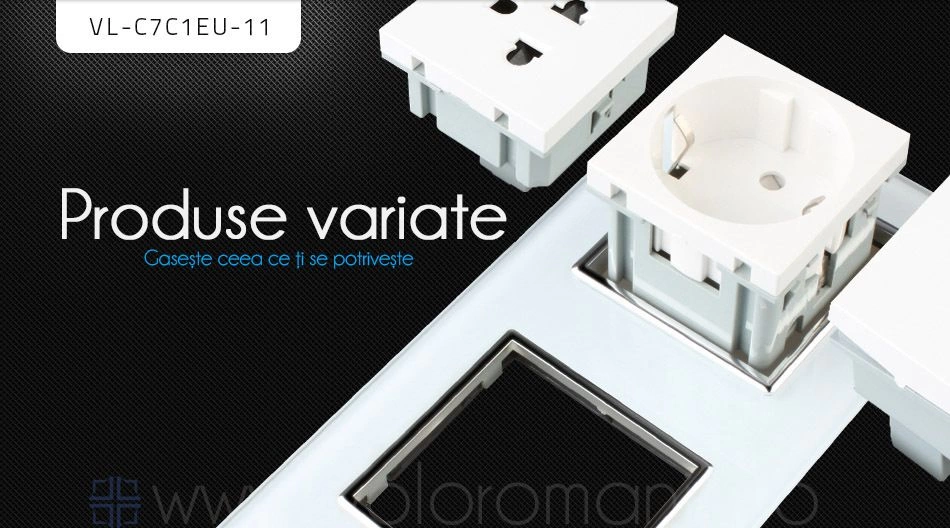 Priză Schuko Triplă, cu rama sticla, Auriu, Livolo