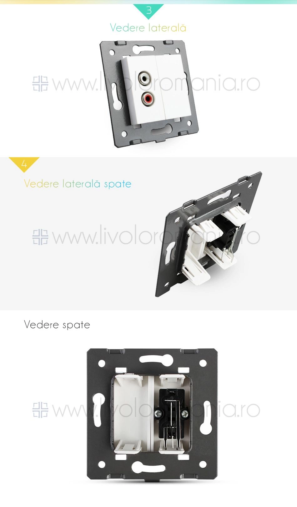 Modul Priză simplă audio, RCA, Auriu, Livolo