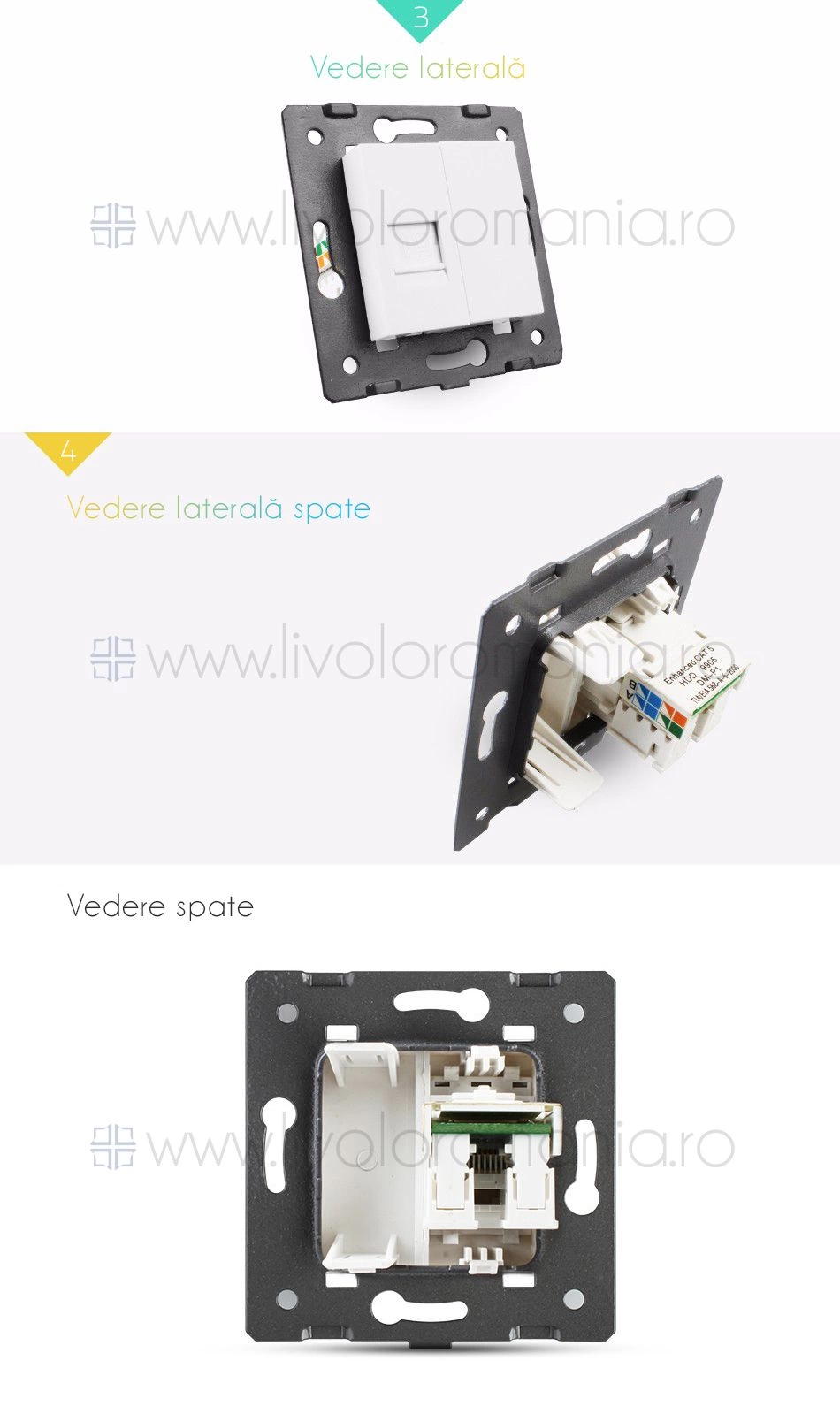 Modul Priză simplă rețea calculator, RJ45, Auriu, Livolo