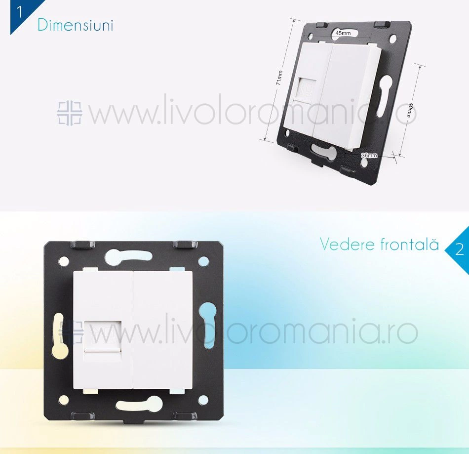 Modul Priză simplă rețea calculator, RJ45, Albastru, Livolo