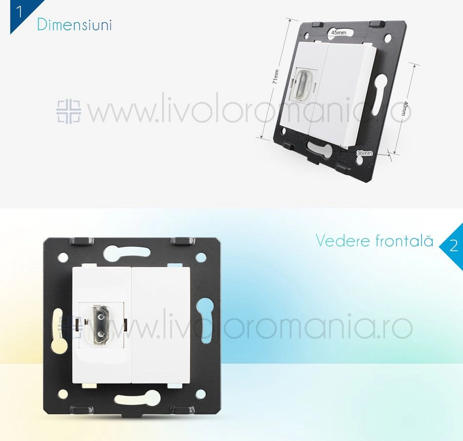 Modul Priză simplă HDMI, Alb, Livolo