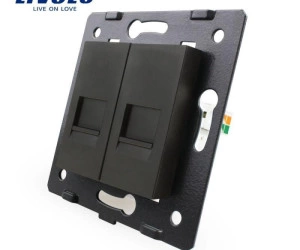 Modul Priză dublă reţea calculator + telefon, RJ45+RJ11, Negru, Livolo