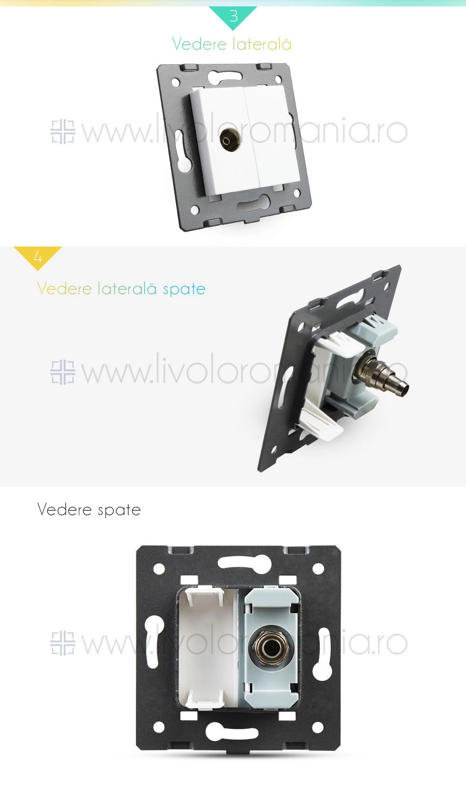 Modul Priză simplă TV, Gri, Livolo