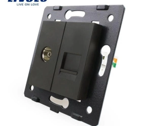 Modul Priză dublă televizor+reţea calculator, TV+RJ45, Negru, Livolo