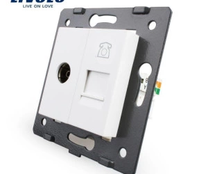 Modul Priză dublă televizor+telefon, TV+RJ11, Alb, Livolo