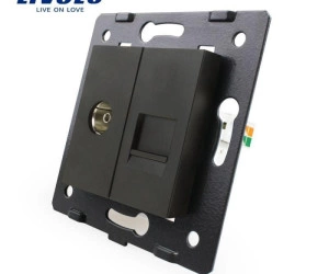 Modul Priză dublă televizor+telefon, TV+RJ11, Negru, Livolo