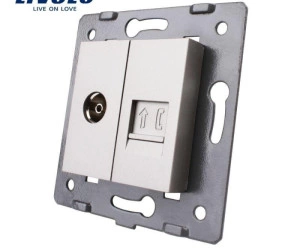 Modul Priză dublă televizor+telefon, TV+RJ11, Gri, Livolo