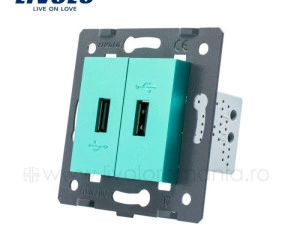 Modul Priză dublă USB, Verde, Livolo