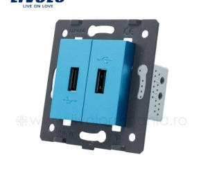 Modul Priză dublă USB, Albastru, Livolo