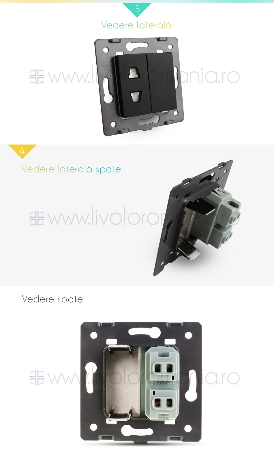 Modul Priză Simplă Neagră, Auriu, Livolo