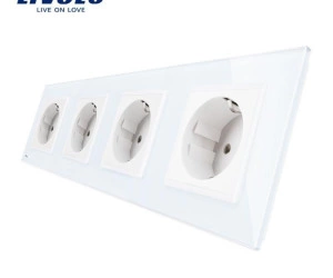 Priză Schuko Cvadruplă, Alb, Livolo