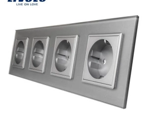 Priză Schuko Cvadruplă, Gri, Livolo