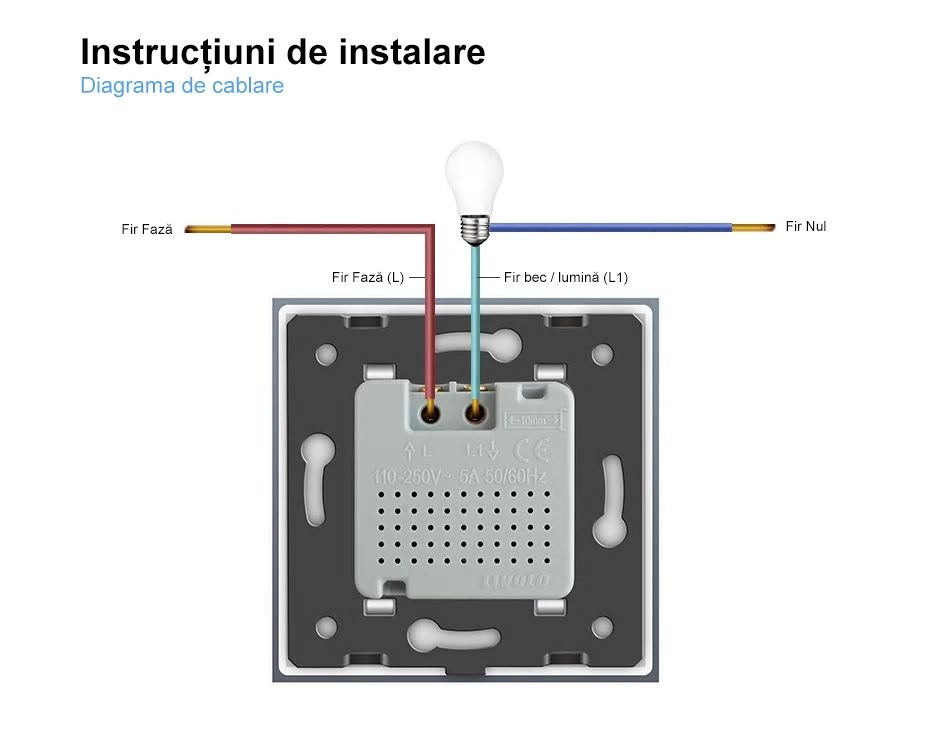 Modul intrerupator cu senzor de prezenta / miscare PIR, Gri, Livolo