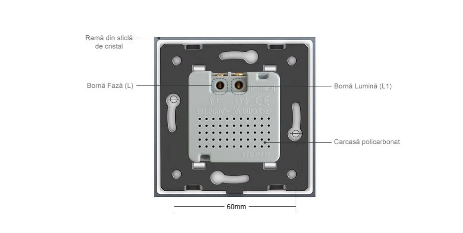 Modul intrerupator cu senzor de prezenta / miscare PIR, Alb, Livolo