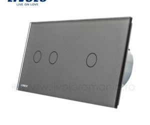 Întrerupător dublu+simplu, generatia noua, Gri, Livolo