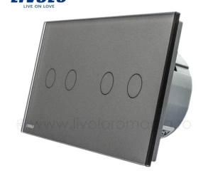 Întrerupător dublu+dublu, generatia noua, Gri, Livolo