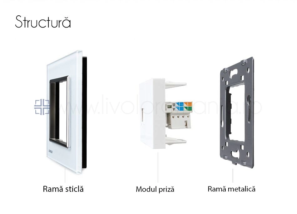 Priză simplă rețea calculator, RJ45, Auriu, Livolo