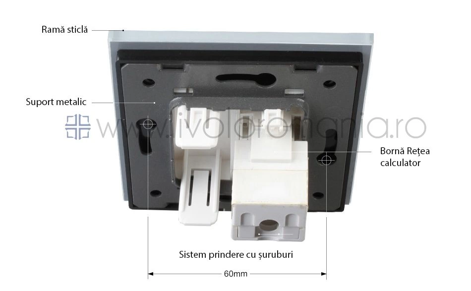 Priză simplă rețea calculator, RJ45, Gri, Livolo