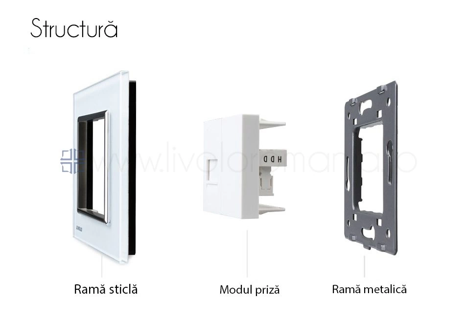 Priză simplă telefon, RJ11, Negru, Livolo