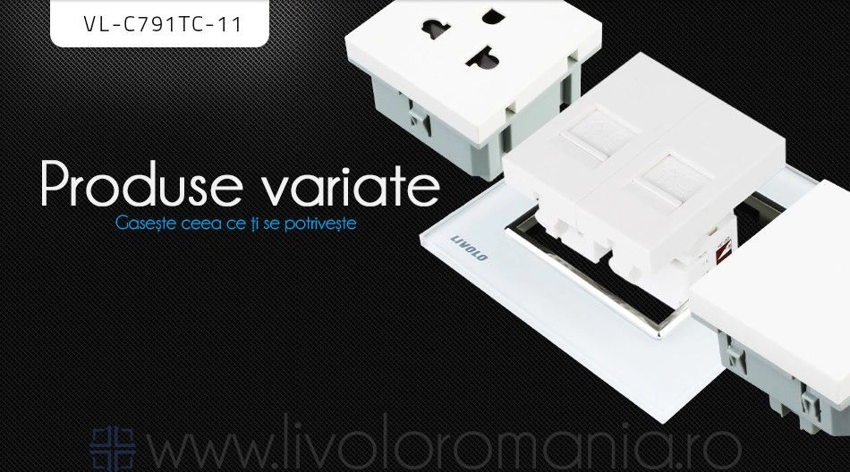 Priză dublă telefon + rețea calculator, RJ11+RJ45, Alb, Livolo